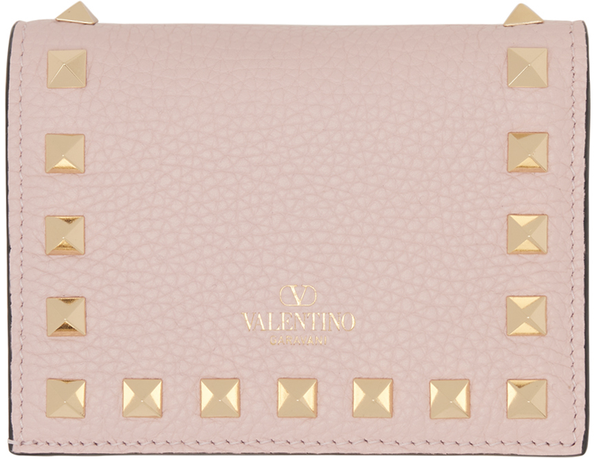 Valentino Garavani Pink Small Rockstud Wallet In 16q Rose Quartz