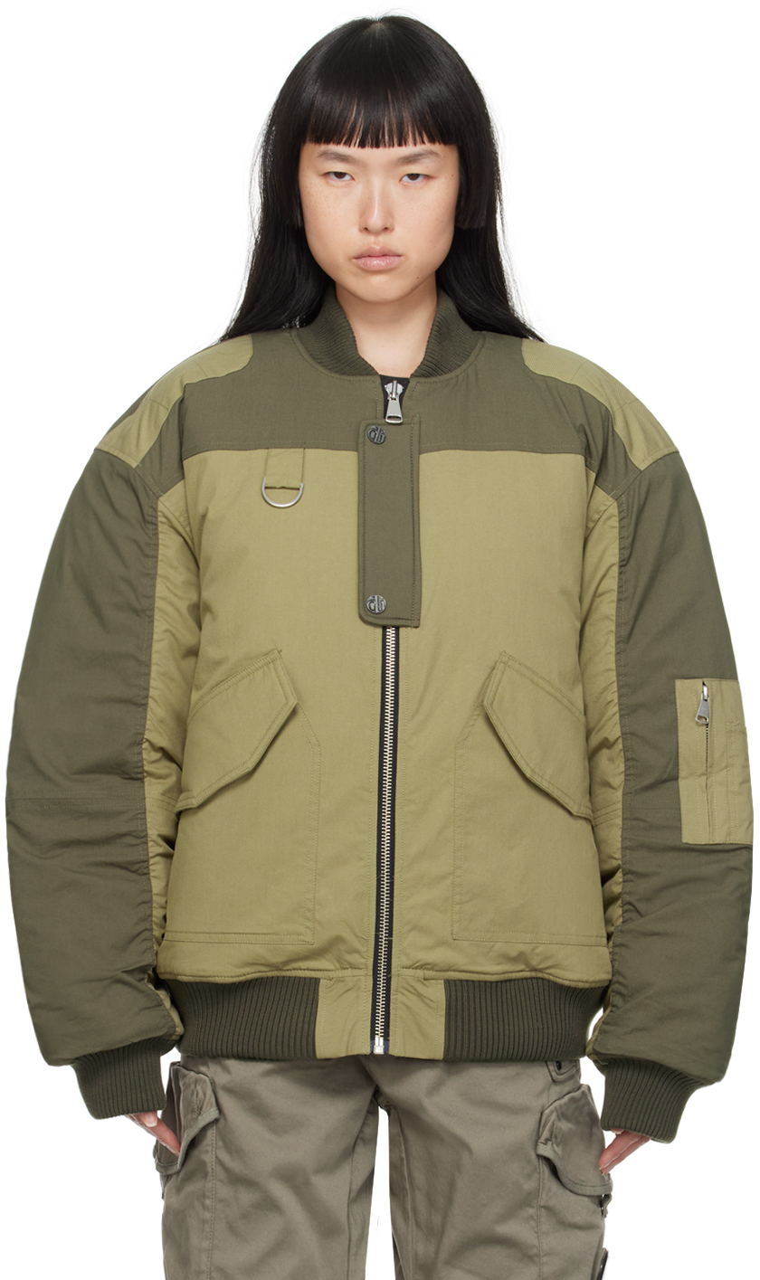 Women's Khaki Green Bomber Jacket | Adanola