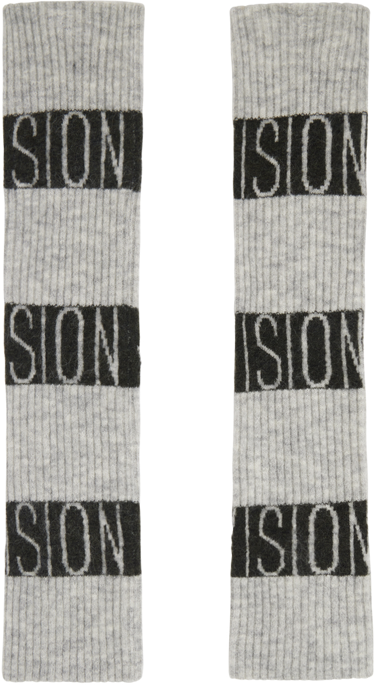(d)ivision Gray Striped Leg Warmers In Grey/black Stripe