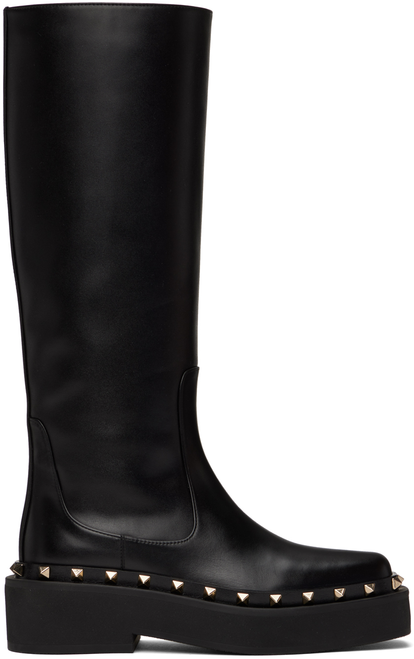Valentino Garavani M-Way Rockstud leather boots - Black