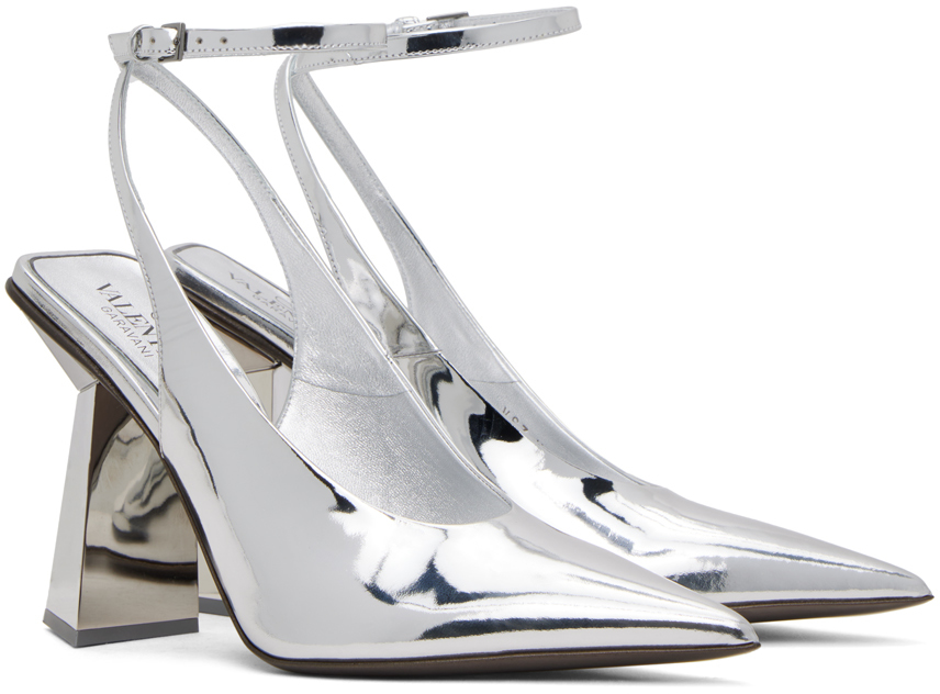 Valentino Silver One Stud Hyper Heels In S13 Silver