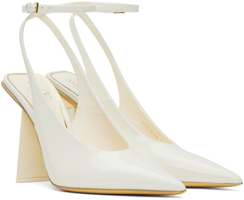 Valentino Off-white One Stud Hyper Heels In 098 Ivory