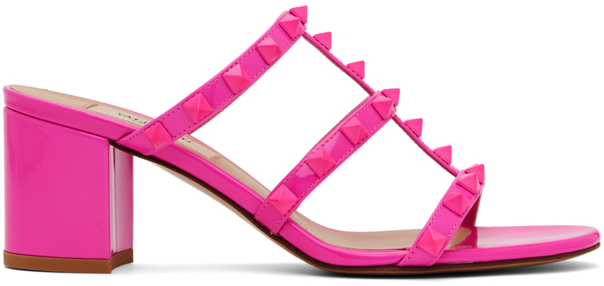 Pink Rockstud Heeled Sandals