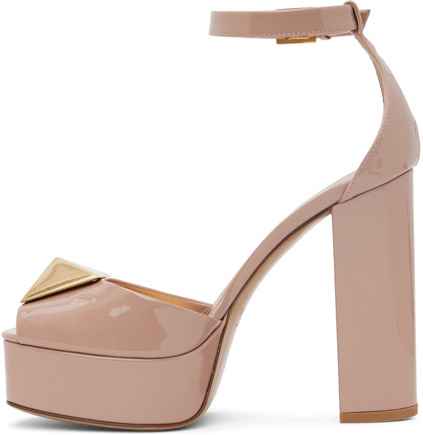 Valentino Beige One Stud Platform Heels In Gf9 Rose Cannelle
