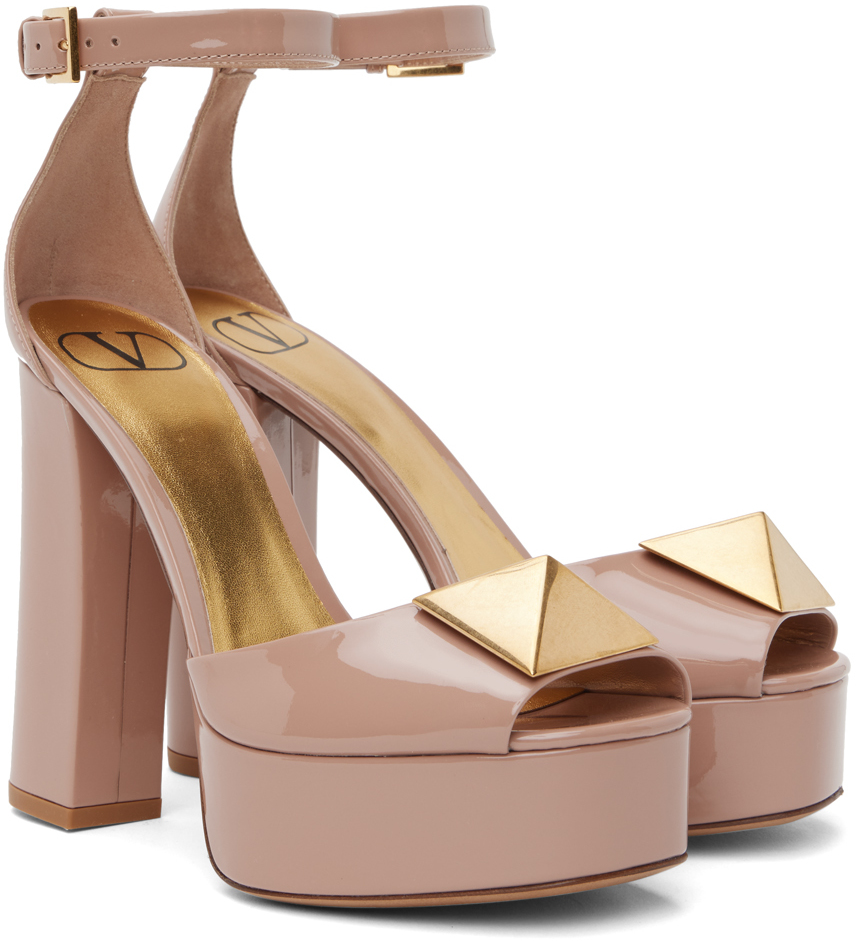 Valentino Beige One Stud Platform Heels In Gf9 Rose Cannelle