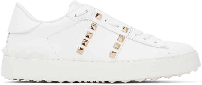 Shop Valentino White Rockstud Untitled Sneakers In 0bo Bianco