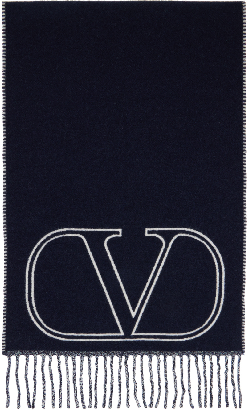 Navy VLogo Signature Scarf