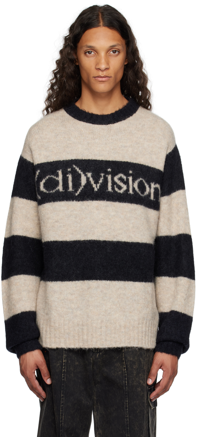 Navy & Off-White Striped Sweater by (di)vision on Sale