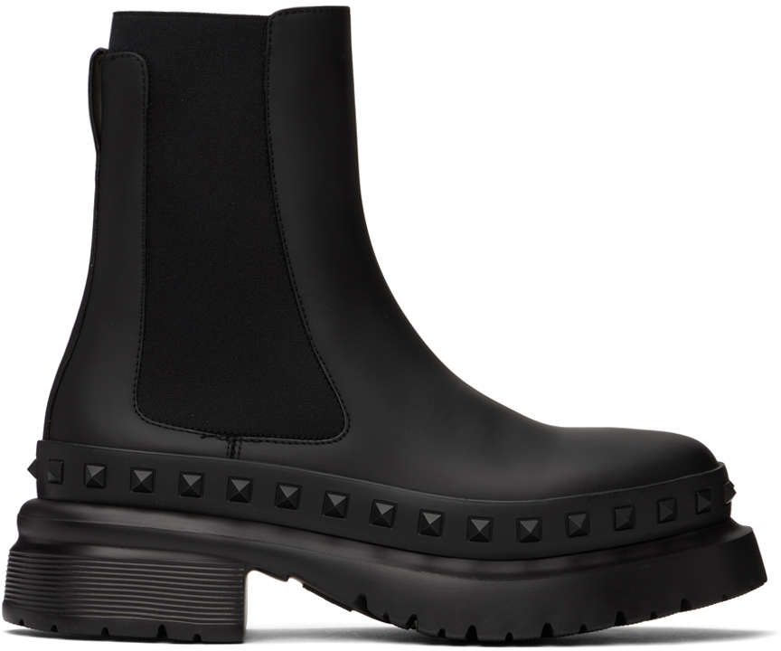 Black M-Way Rockstud Chelsea Boots