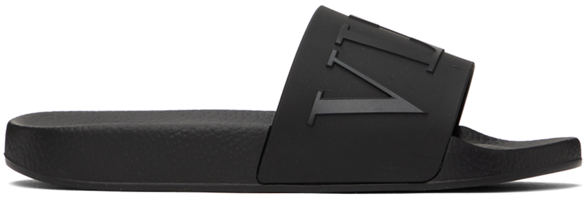 Black 'VLTN' Slides