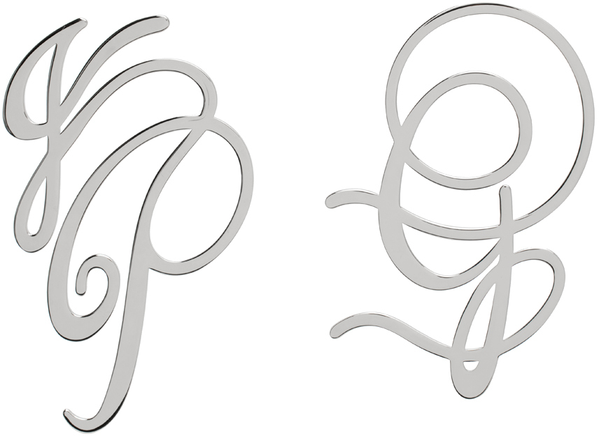 Jean Paul Gaultier Silver 'the Calligraphy' Earrings In 91-silver