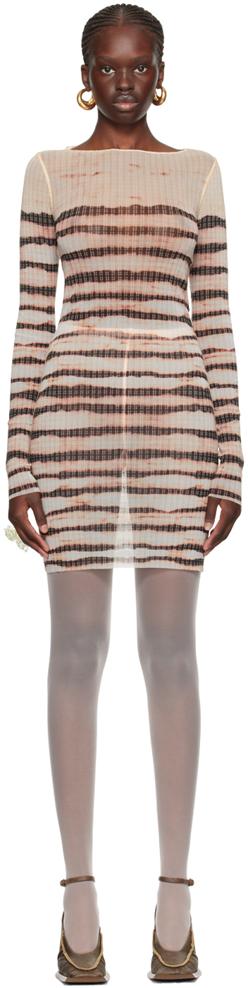 Shop Jean Paul Gaultier Beige Knwls Edition Minidress In 0360 Ecru/brwn