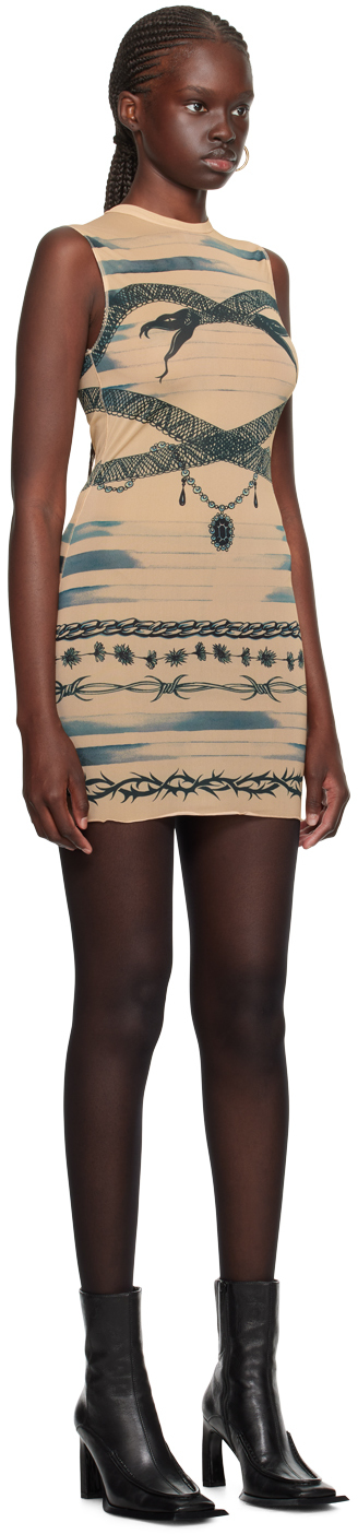 JEAN PAUL GAULTIER BEIGE KNWLS EDITION MINIDRESS 