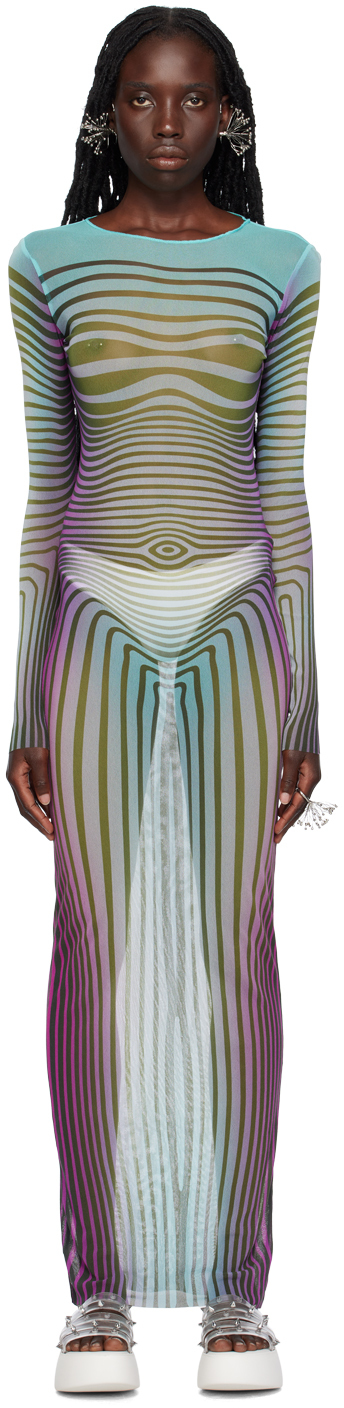 Jean Paul Gaultier Ssense Exclusive Blue 'the Body Morphing' Maxi Dress In Ssense Exclusive Col
