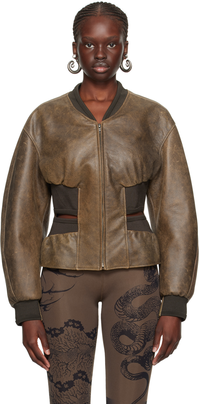 Shop Jean Paul Gaultier Brown Knwls Edition Leather Jacket In 60 Brwn