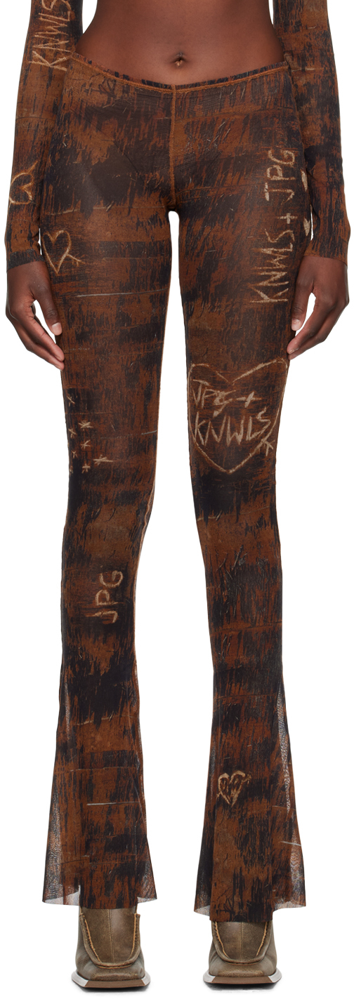 Brown KNWLS Edition Trousers by Jean Paul Gaultier on Sale