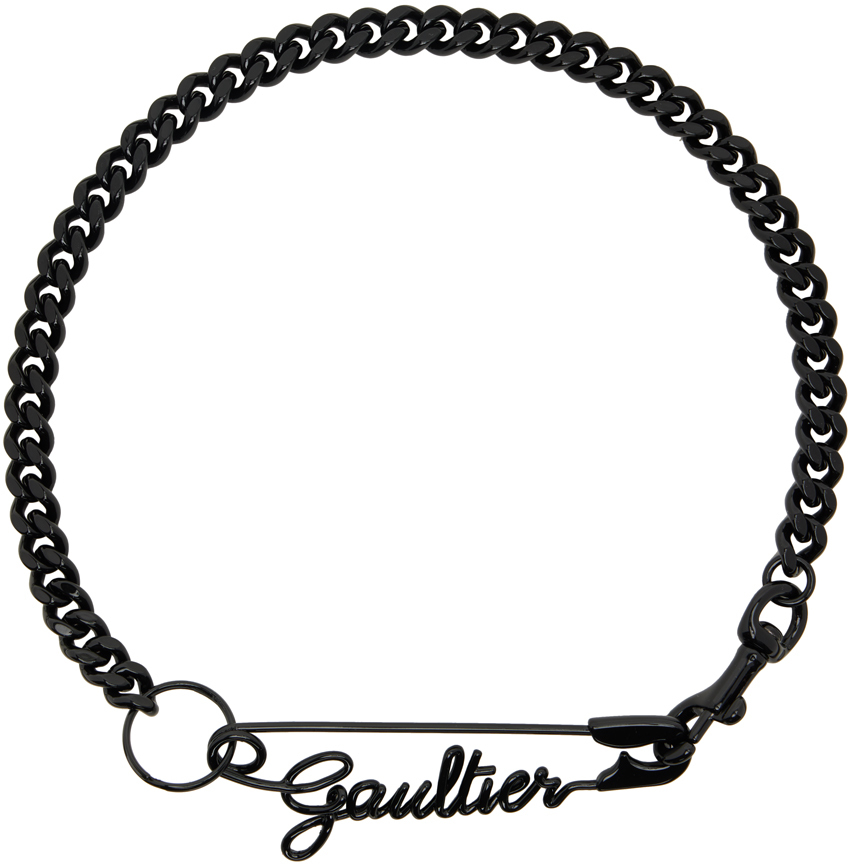 Jean Paul Gaultier: Black 'The Gaultier' Necklace | SSENSE Canada