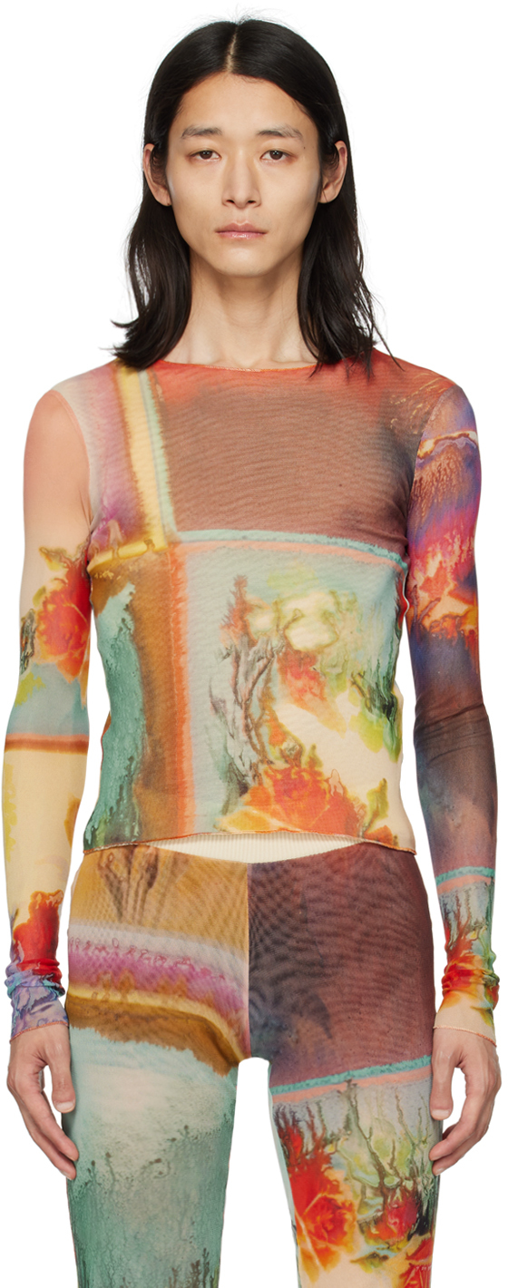 Jean Paul Gaultier Multicolor Scarf Long Sleeve T-shirt In 90-multicolor