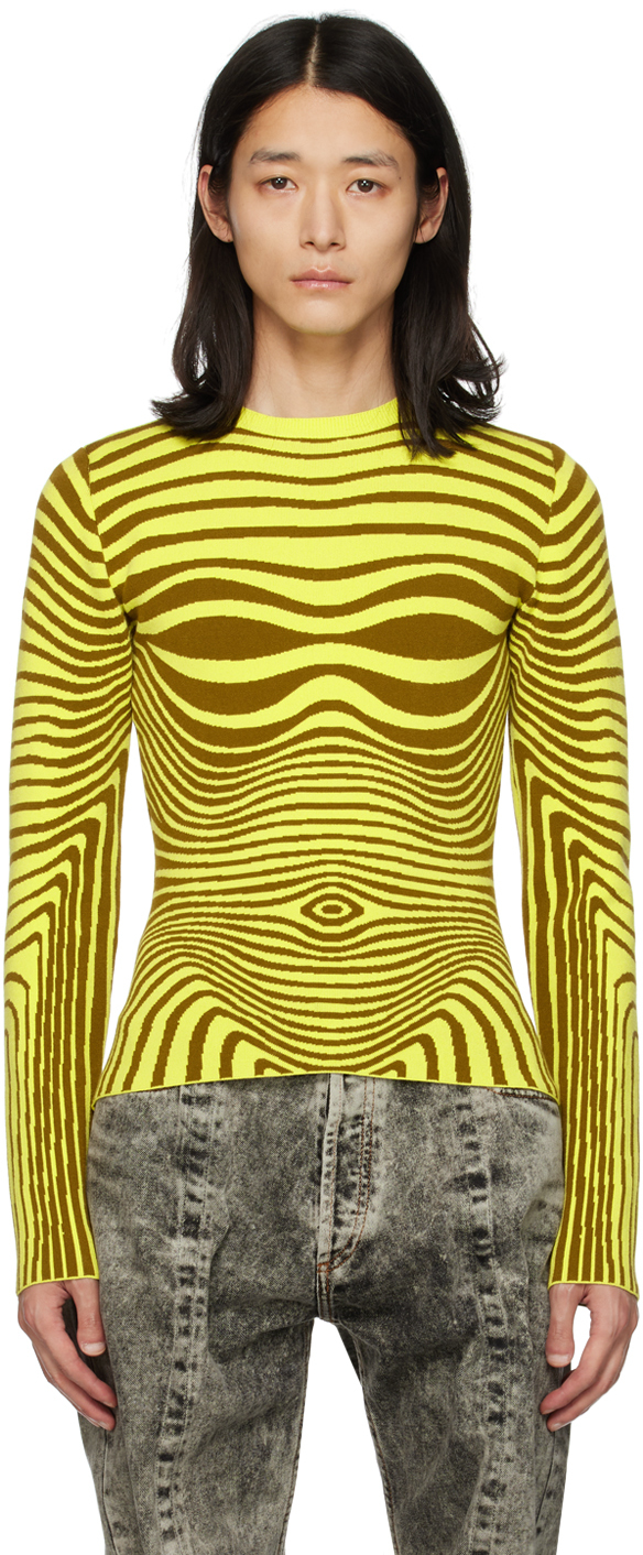 Jean Paul Gaultier Green Body Morphing Sweater In 4144-khaki/lime
