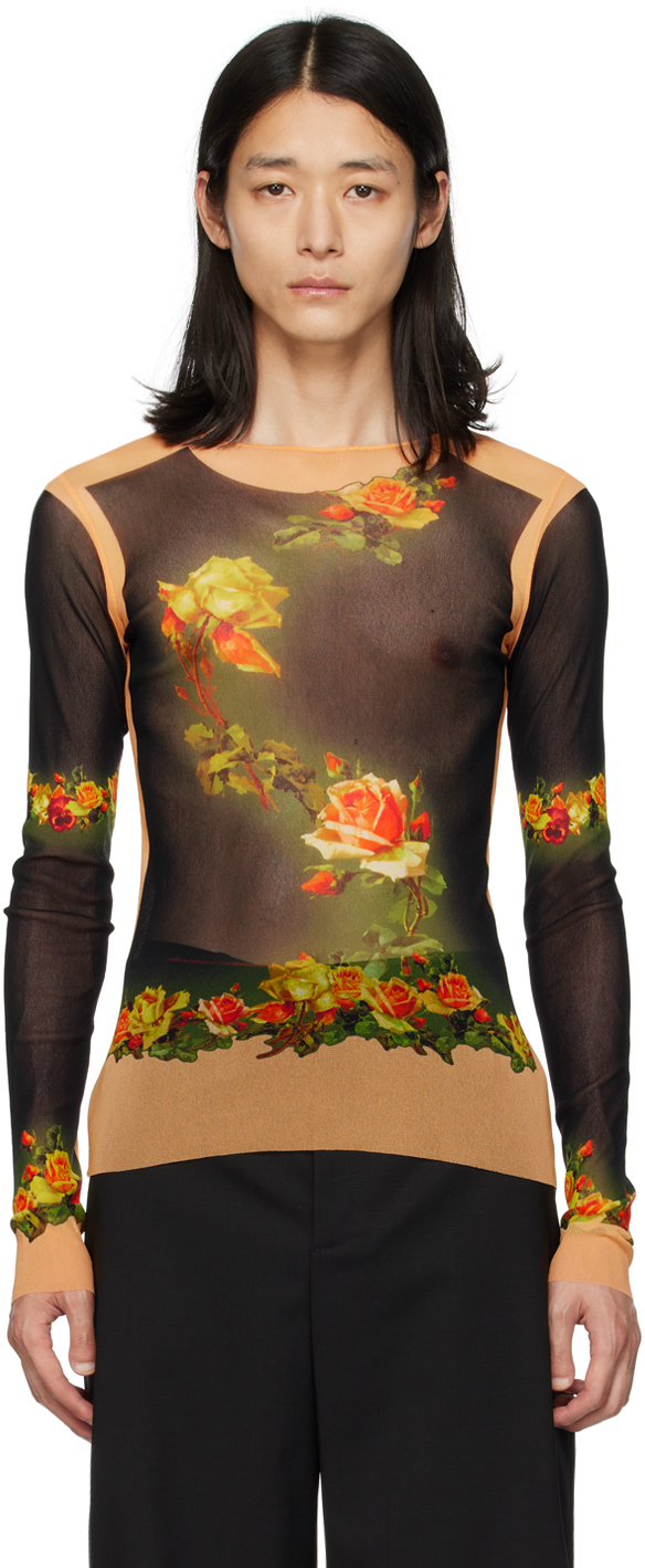 Black Fleurs Petit Grand Long Sleeve T-Shirt by Jean Paul