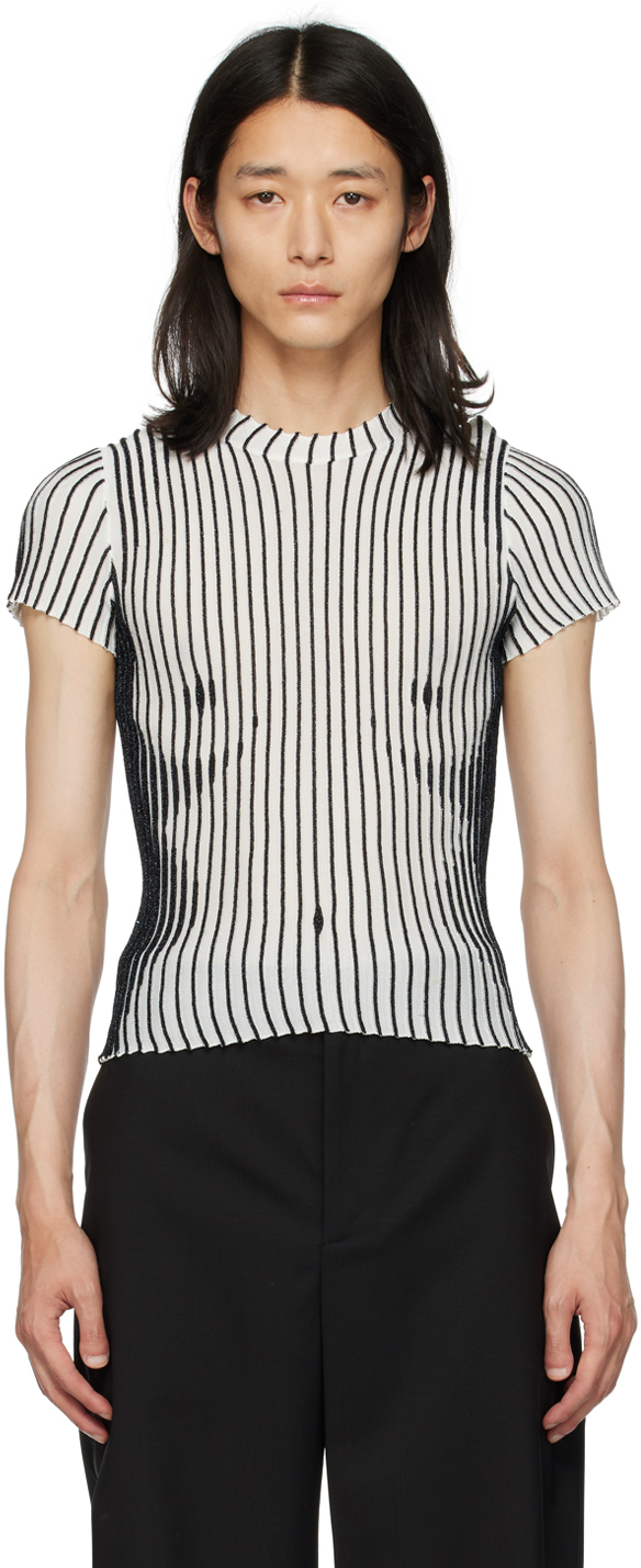 White Metallic T-Shirt by Jean Paul Gaultier on Sale