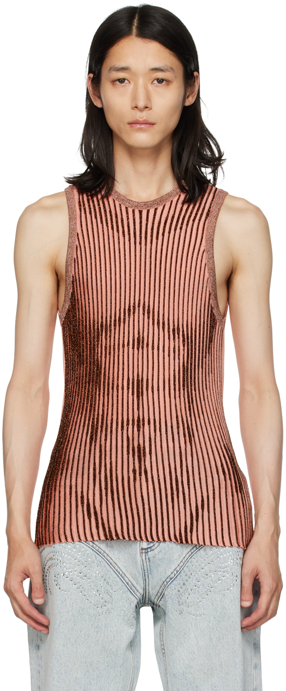 Jean Paul Gaultier Pink Metallic Tank Top In 2160-pink/brown