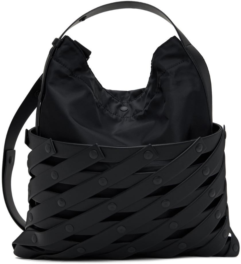 ISSEY MIYAKE: Black Spiral Grid Bag | SSENSE