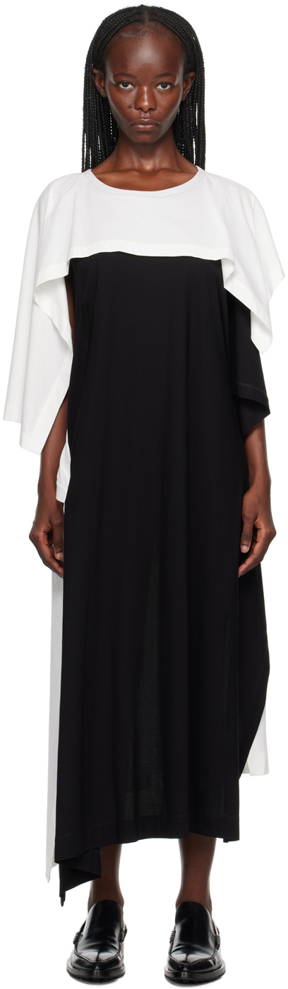 Issey Miyake White & Black Square One Midi Dress In 08-white X Black