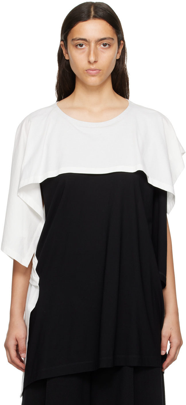 Issey Miyake White & Black Square One T-shirt In 08-white X Black