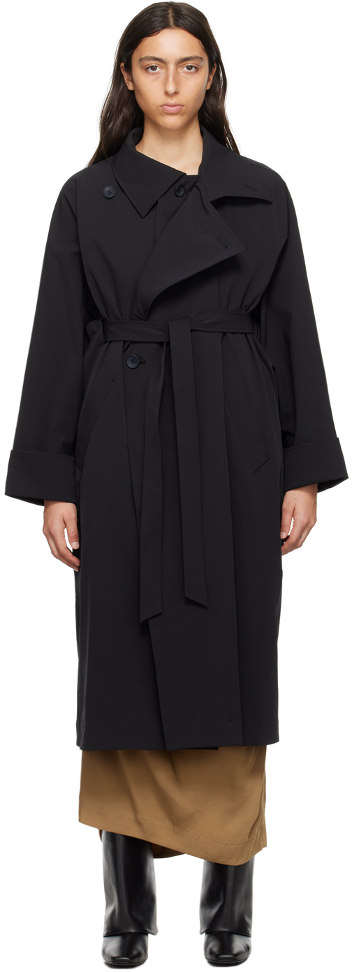 Black Canopy Coat by ISSEY MIYAKE on Sale