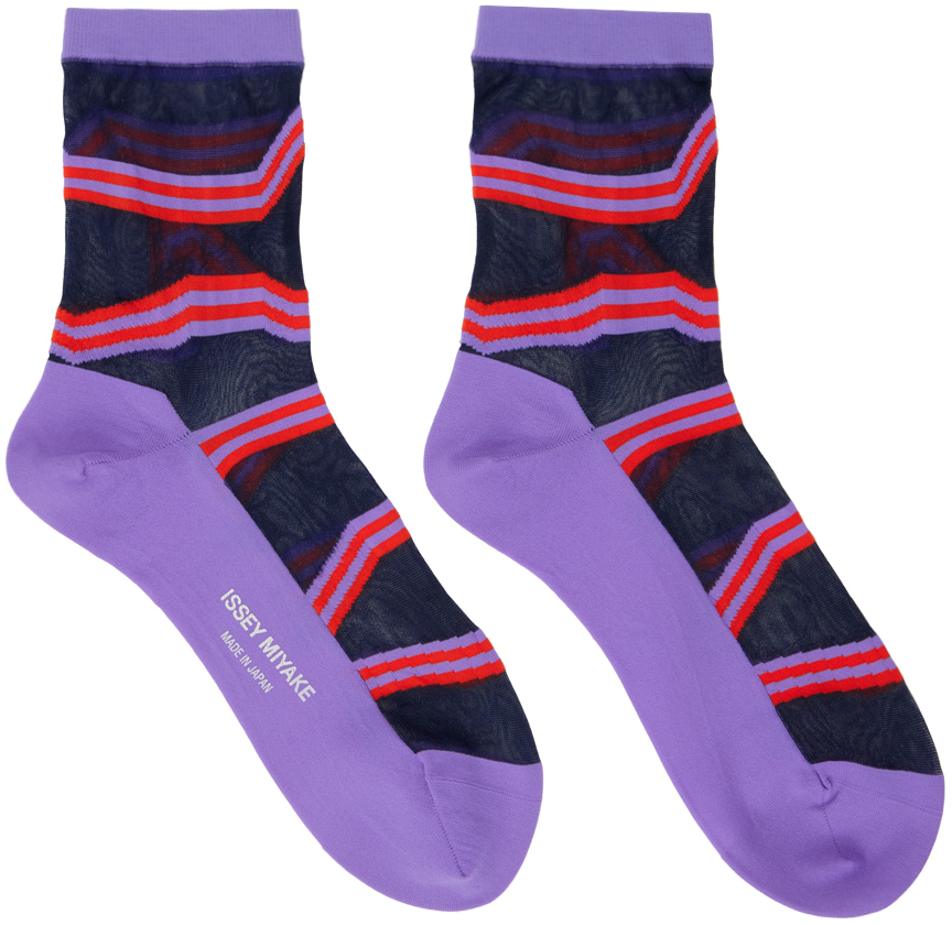 ISSEY MIYAKE Purple Stripe Socks