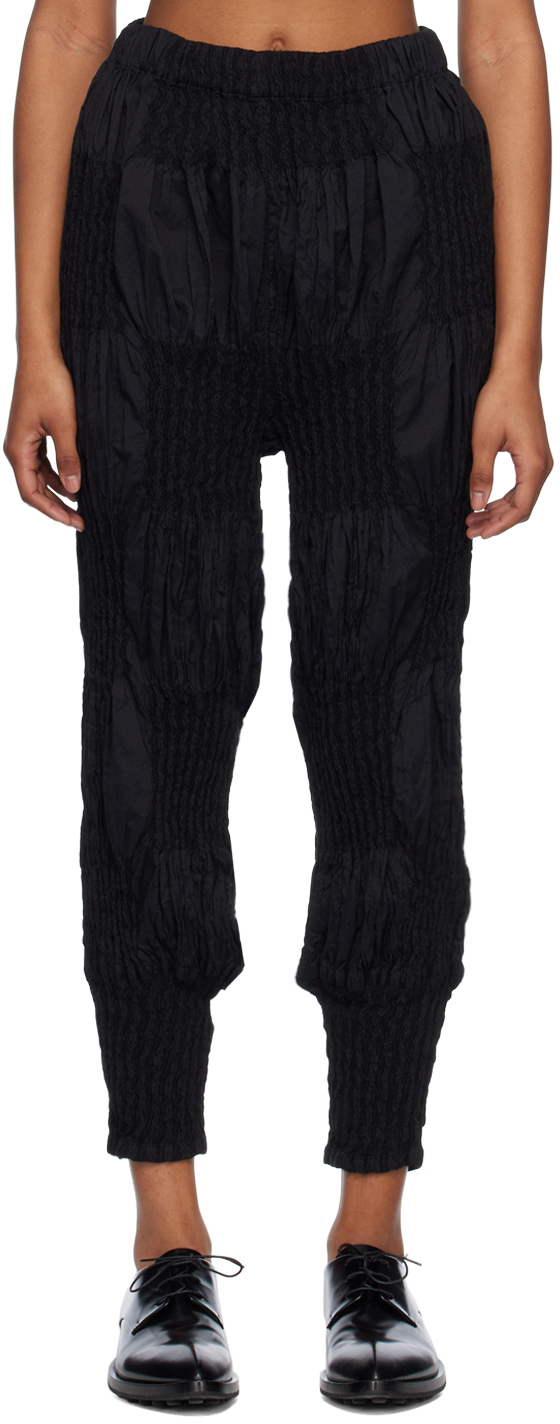 Shop Issey Miyake Black Wrinkled Blocks Trousers In 15 Black
