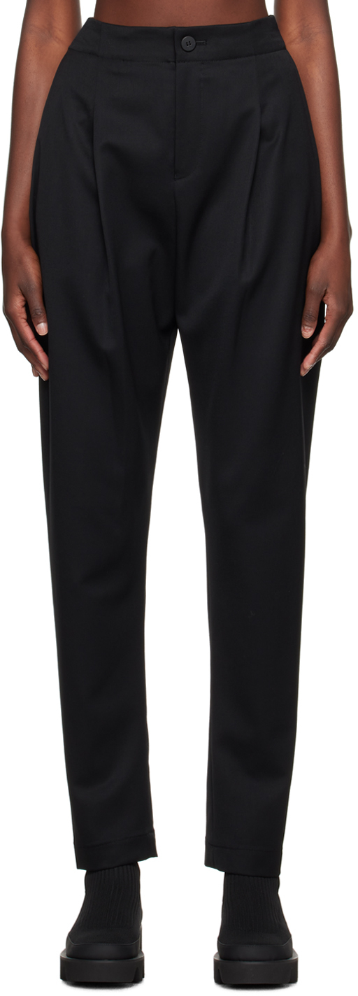 Issey Miyake Black High-rise Trousers In 15-black