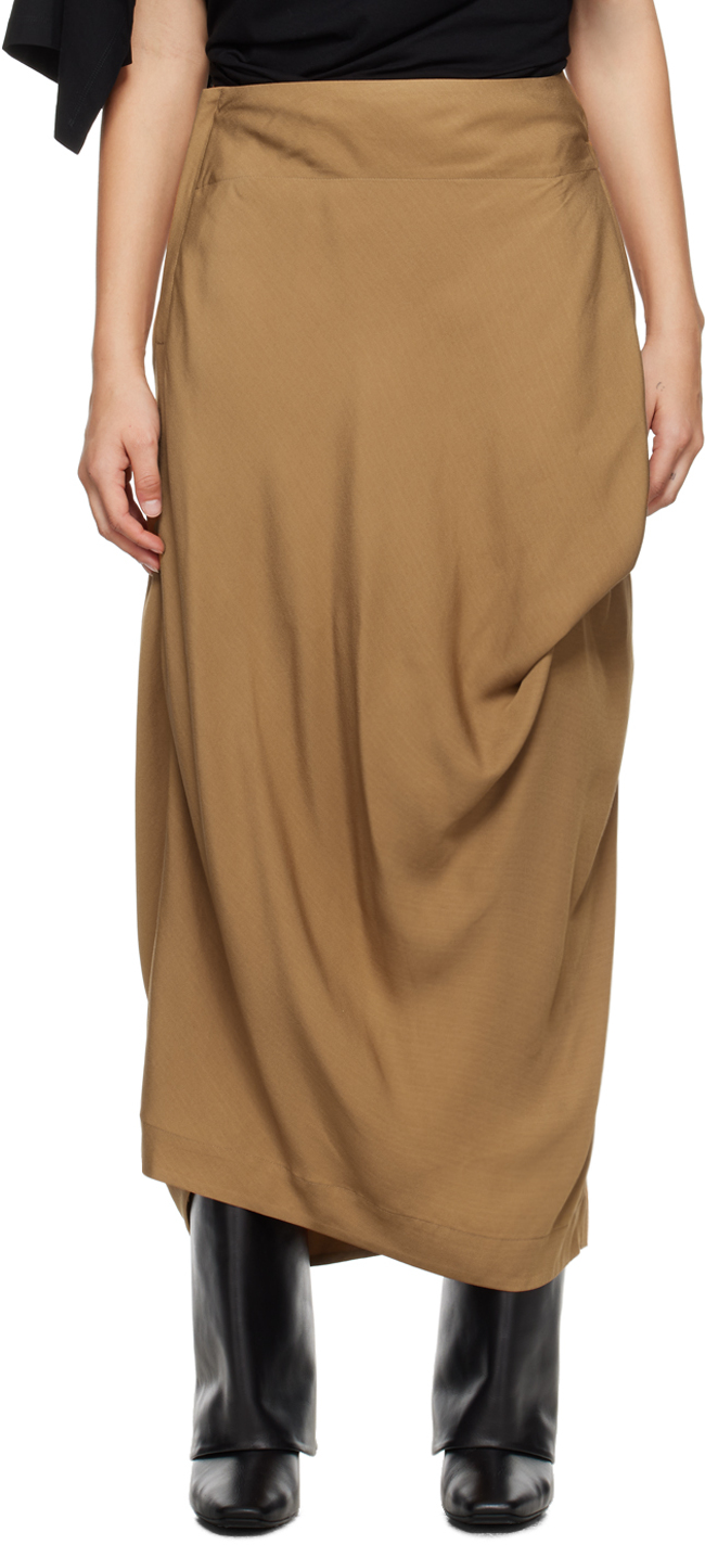 Issey Miyake Brown Canopy Maxi Skirt In 44 Brown
