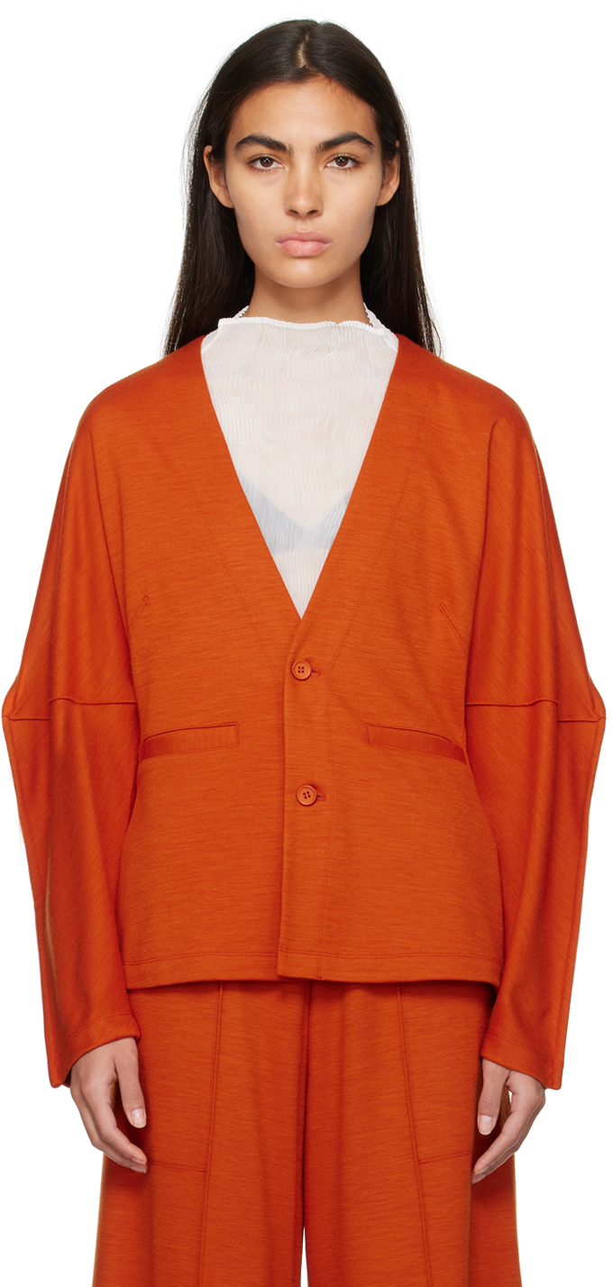 Orange Tucked Cardigan