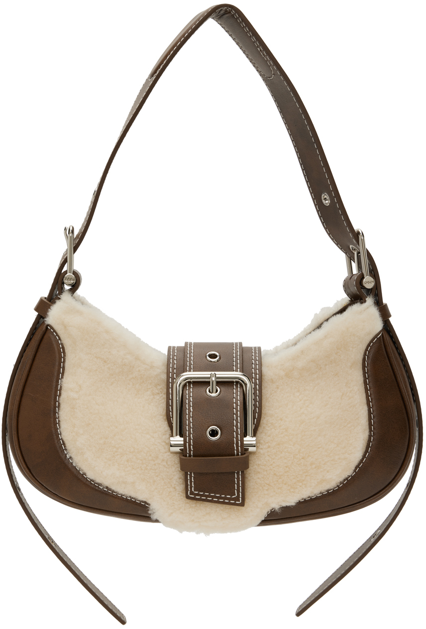 Osoi Hobo Brocle Leather Shoulder Bag In Shearling Combi