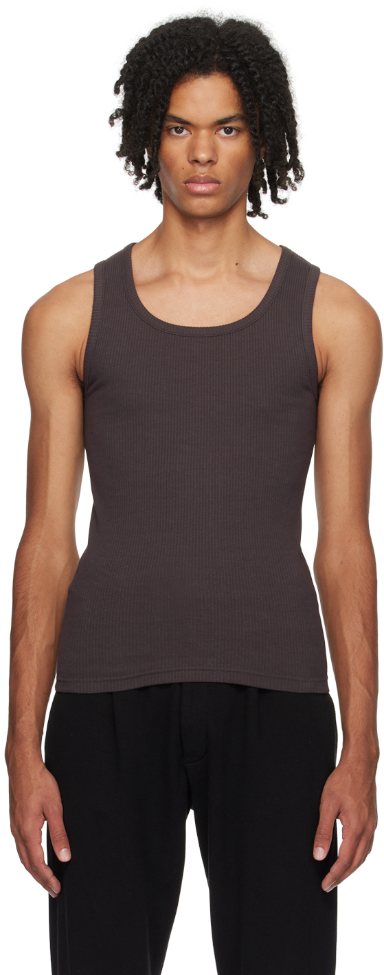 Seventh Brown Square Neck Tank Top In Cave