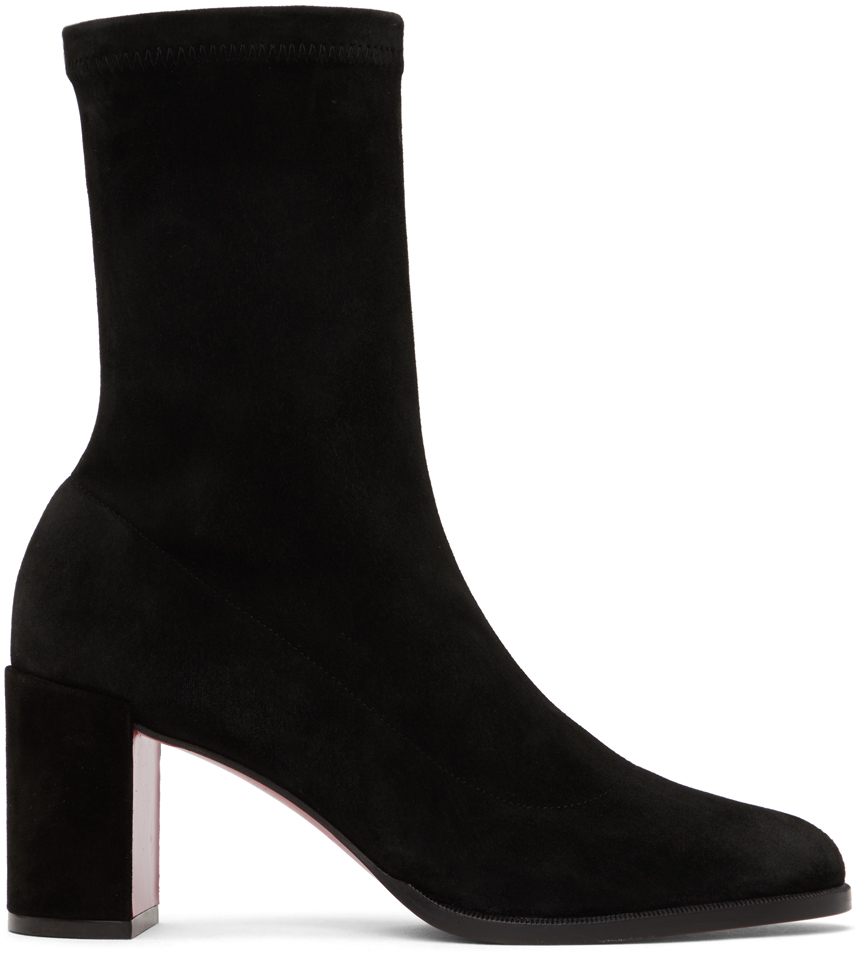 Christian Louboutin Stretchadoxa 70 Black Suede Ankle Boots In Bk01 Black