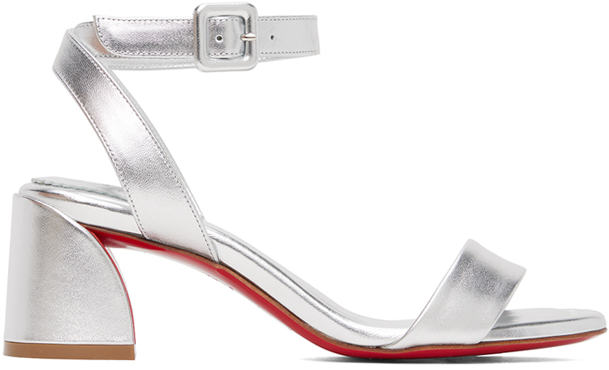 Loubigirl - 85mm Strappy sandals - Iridescent leather - Silver - Women -  Christian Louboutin United States