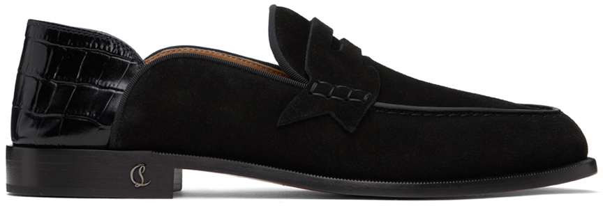Shop Christian Louboutin Black No Back Penny Loafers In Bk01 Black
