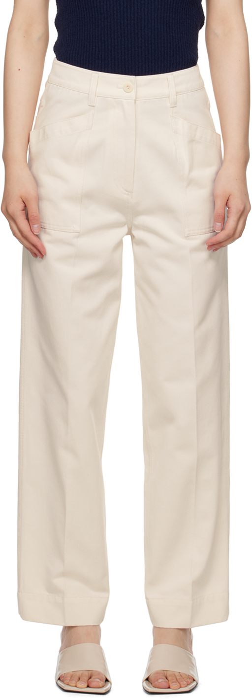 Shop Nothing Written White Bas Trousers In Cream