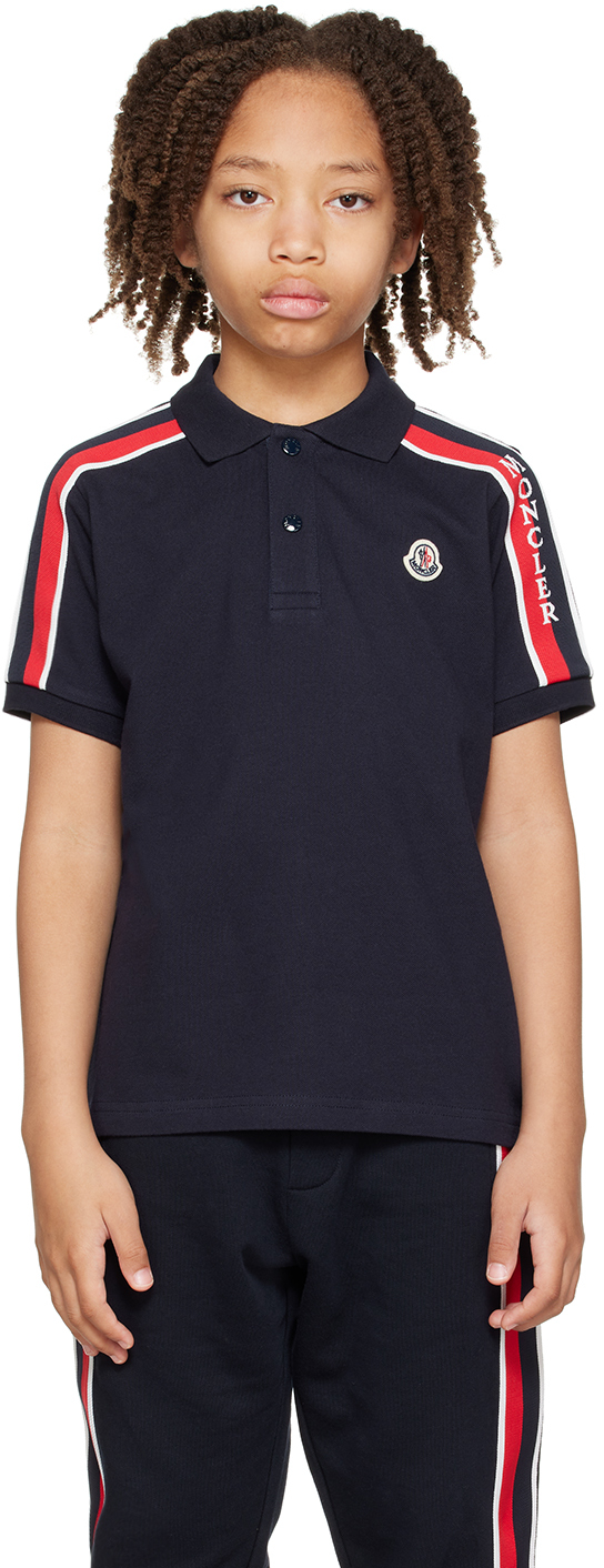moncler enfant kids navy woven polo