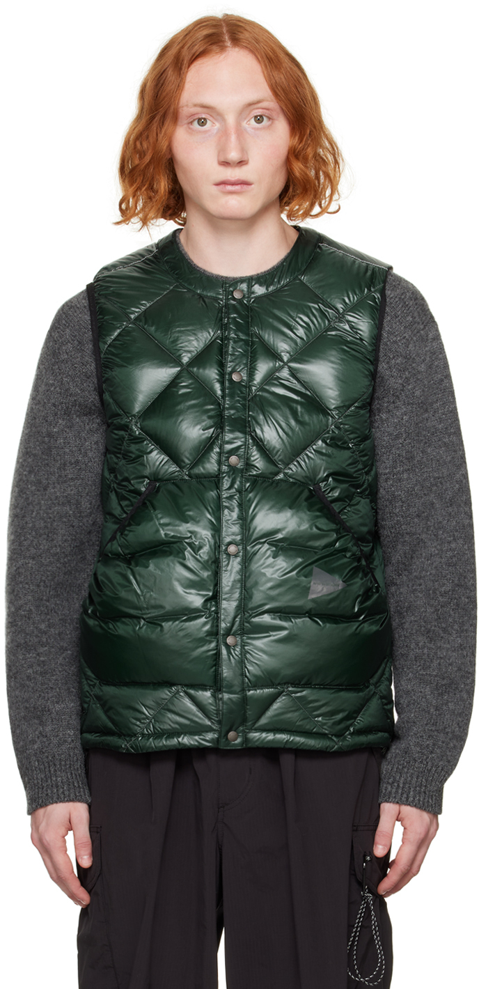 Shop And Wander Green Diamond Stitch Down Vest In 140 Green