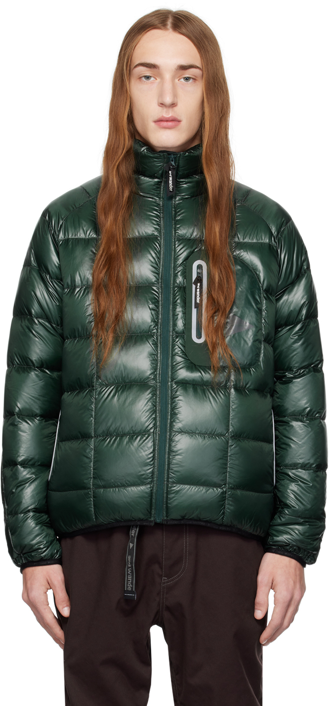Shop And Wander Green Diamond Stitch Packable Down Jacket In 140 Green
