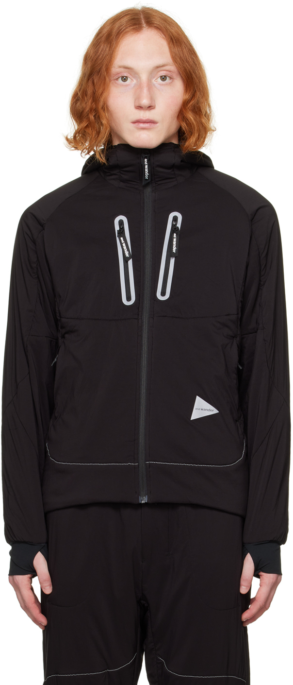And Wander Black Air Puffer Jacket In 010 Black