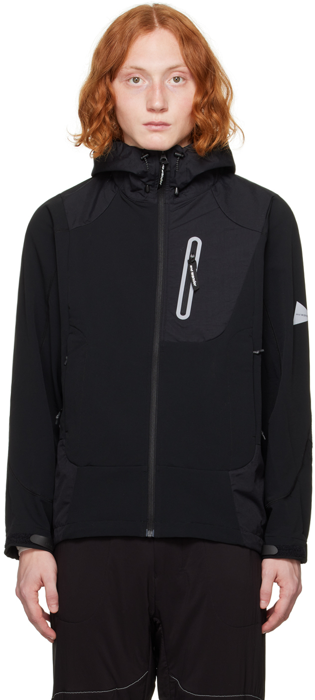 And Wander Black Shell Jacket In 010 Black
