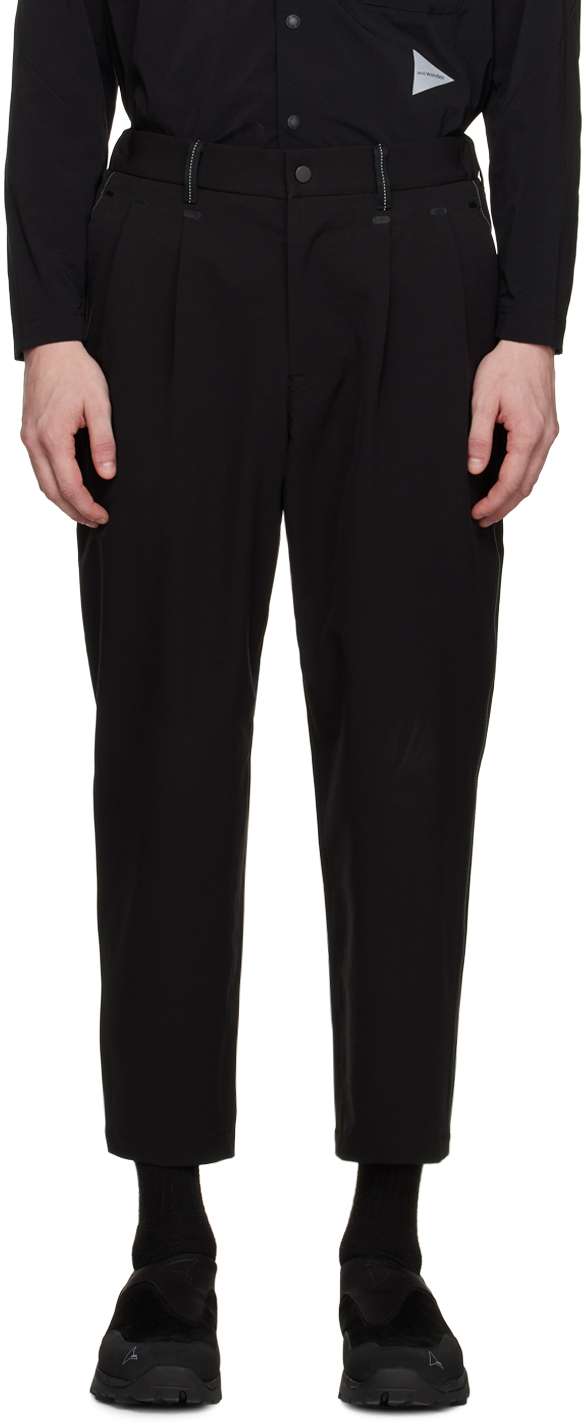 And Wander Black Plain Tapered Trousers