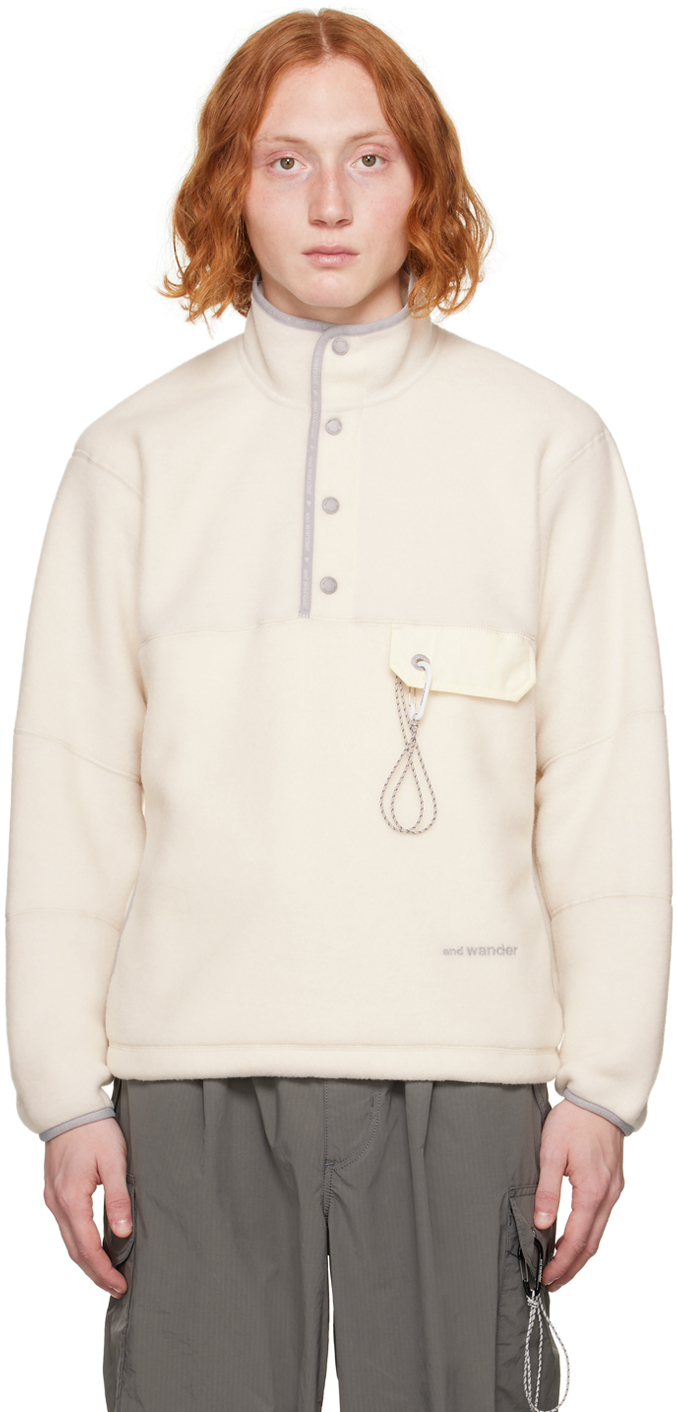 And Wander Off-white Embroidered Sweatshirt In 031 Off White