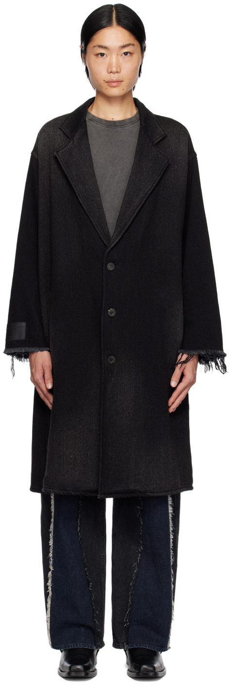 Jieda Black Hand-bleached Denim Coat