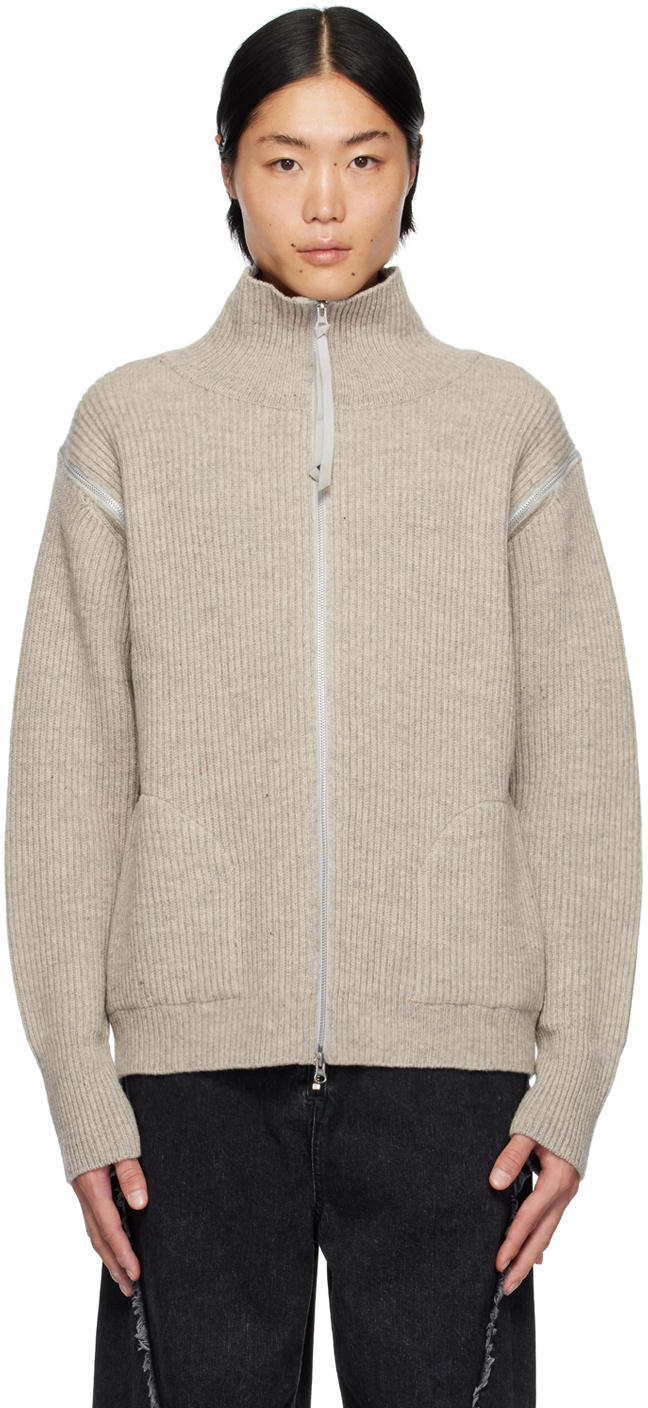 Gray 2Way Zip Sweater by JieDa on Sale